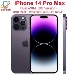 Apple iPhone 14 Pro Max Dual eSIM 128/256/512GB/1TB ROM 6GB RAM 6.7" Genuine Retina OLED Face ID NFC A16 98% Simu Mpya Halisi