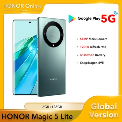Toleo la Global HONOR Magic 5 Lite 5G Smartphone HONOR X9a 6.67 Inchi 120Hz AMOLED Display 64MP Camera 5100 mAh Simu za mkononi