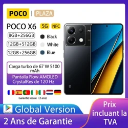 Teléfonos inteligentes POCO X6 5G, NFC, Snapdragon® 7s Gen 2,120 Hz, cámara triple de 64 MP con OIS, carga de 67 W, 5100 mAh, versión global