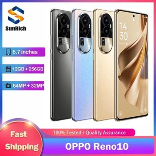 Fou Original OPPO Reno10 5G Telefoni Fe'avea'i NFC Lua SIM 12GB+256GB 64MP+32MP+8MP 6.7'' AMOLED 120Hz Mata Octa-Core SmartPhone