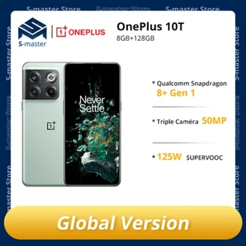 Algemene versie OnePlus 10T 10 T 5G Smartphone 8GB 128GB Snapdragon 8+ Gen 125W SUPERVOOC 4800mAh 120 Hz Vloeistof AMOLED-display