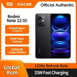 هاتف ذكي عالمي من Xiaomi Redmi Note 12 5G سنابدراجون 4 Gen 1 120 هرتز 6.67 بوصة AMOLED 33 وات شحن سريع 5000 مللي أمبير في الساعة هاتف محمول