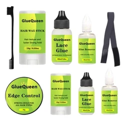 Lace Front Wig Glue Waterproof Melt Band Wax Stick Para sa Wig Edge Control Gamit ang Hair Brush Adhesive Remover Wig Installation Kit