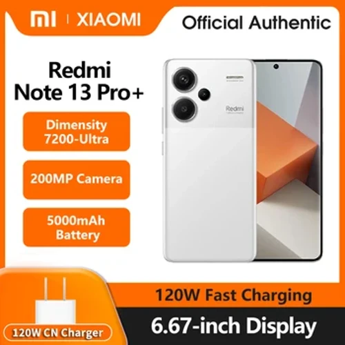 Smartphone Global ROM Redmi Note 13 Pro+ 5G, multilingue, dimension 6,67", 7200-Ultra, 5000 mAh, 200 MP, charge rapide 120 W, IP68