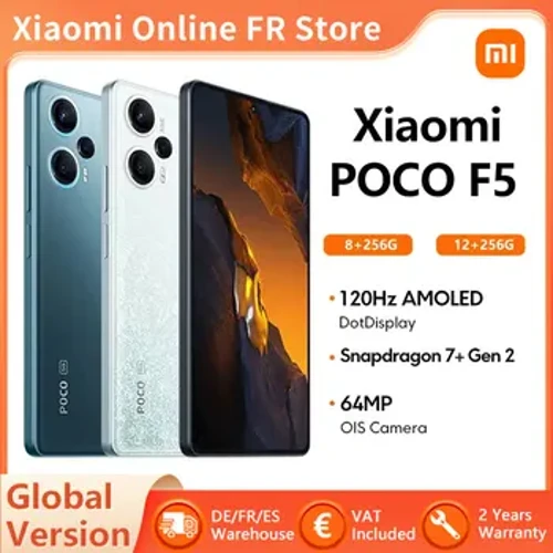 Phiên bản toàn cầu Điện thoại thông minh Xiaomi POCO F5 5G Snapdragon 7+ Gen 2 Octa Core 120Hz Flow AMOLED DotDisplay 64MP Camera NFC