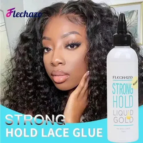 Flechazo Strong Hold Liquid Gold Spëtzeparuik Klebstoff 100ml Glueless Spëtzeklebstoff Gel Hoerverbindungskleb fir Perücken an Hoersystemer