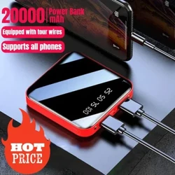 Power Bank 20000mAh Încărcare portabilă Poverbank Telefon mobil LED Oglindă Power Bank Spate Power Bank Pachet baterie externă Powerbank