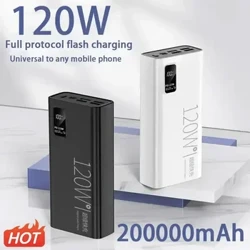 200000mAh Power Bank 120W Super Fast Charging 100% Loaʻa ka hiki ke hoʻopaʻa paʻa paʻa no ka iPhone Xiaomi Huawei