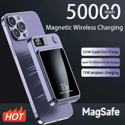 50000mAh Portable Macsafe Magnetic Power Bank Fast Wireless Charger Fir iPhone 12 13 14 Pro Max External Auxiliary Battery Pack