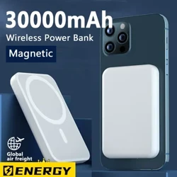 Gwefrydd Di-wifr Cludadwy 30000mAh Pecyn Batri Magnetig Allanol Allanol Sbâr Macsafe Banc Pŵer Ar gyfer iPhone 15 14 13 Pro Max