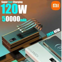 Xiaomi 120W 50000mAh Power Bank med høy kapasitet 4 i 1 hurtiglading Powerbank bærbar batterilader for iPhone Samsung Huawei