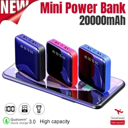 MINI Power Bank แบบพกพา 20000mAh Fast CHARGING Powerbank จอแสดงผล HD LED 2-Way Quick Charge ภายนอกแบตเตอรี่ Charger สำหรับโทรศัพท์