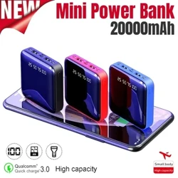 Mini Power Bank Bärbar 20000mAh Snabbladdning Powerbank LED HD Display Tvåvägs snabbladdning Extern batteriladdare för telefon