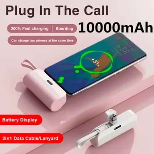10000 mAh mini kaasaskantav akupank 2 in 1 välise aku pistikupesaga Power Bank Type C kiire ja tõhus laadija IPhone Huawei jaoks