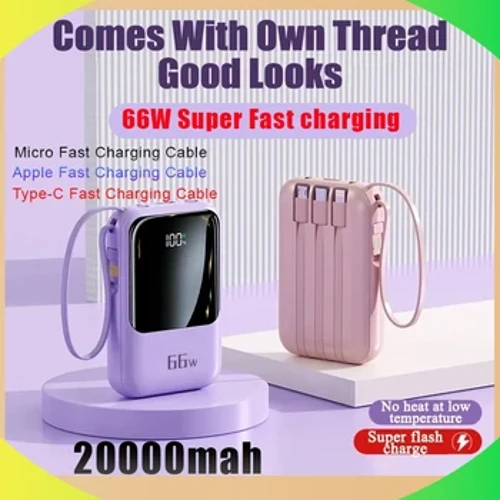 Banc pŵer mini newydd 66W 20000mAh gwefrydd batri allanol sy'n codi tâl cyflym iawn ar gyfer iPhone Huawei PD 20W Banc Pŵer Codi Tâl Cyflym