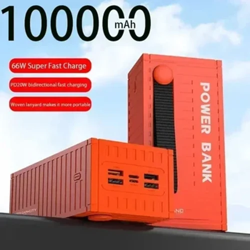 100000 mAh Mobile Power Bank Container Coating Style Charging Treasure 6 Interface 66W Φορητό κινητό τηλέφωνο Super Fast Charging