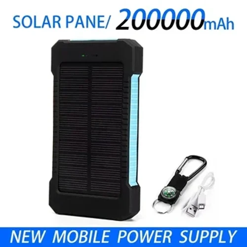 200000mAh Solar Power Bank LEDSOS moliuila FAST Charging External Battery Portable Waterproof Powerbank for Smart Mobile Phone