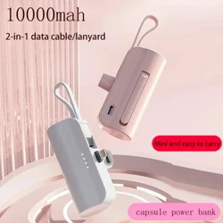 10000 mAh minikiirlaadija Sisseehitatud juhtmega kaasaskantav toitepank iPhone Xiaomi Samsung Tye-c / Apple'i liidese välise aku jaoks