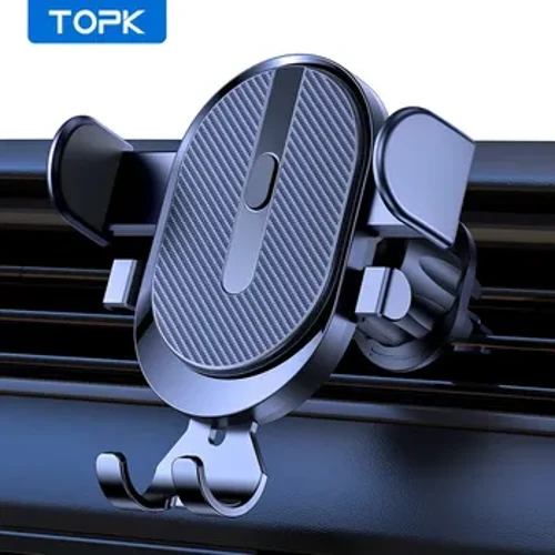 Mount Holder ng Telepono ng Sasakyan, TOPK 2023 I-upgrade ang Auto Locking Universal Phone Holder na may Hook Clip para sa Air Vent ng Kotse para sa iPhone Samsung