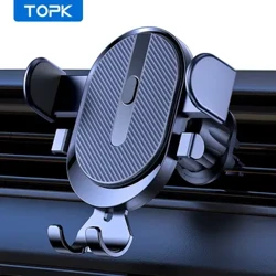 Mount Holder ng Telepono ng Sasakyan, TOPK 2023 I-upgrade ang Auto Locking Universal Phone Holder na may Hook Clip para sa Air Vent ng Kotse para sa iPhone Samsung