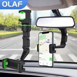Auto Rearview Mirror Holder ng Telepono ng Sasakyan 360° Umiikot na CellPhone Mount Stand Suporta sa Kotse Para sa iPhone 13 12 Car Mobile Clip Bracke
