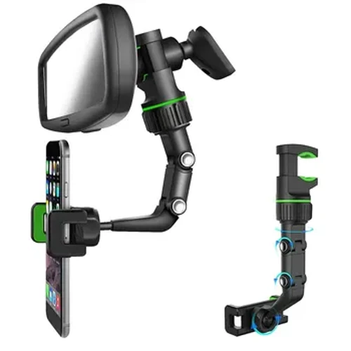 Sealbhóir Fón Scáthán Rearview, Gléasta Fón Gluaisteán Rothlach 360° agus Inghnóthaithe, Sealbhóir Scáthán Amharc Cúil Ilfheidhmeach do Chách C
