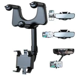 Supporto per telefono per specchietto retrovisore per auto a 360° per supporto per telefono da auto e supporto per GPS Supporto per telefono telescopico girevole e regolabile