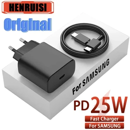Oriģinālais PD 25W USB C lādētājs Quick Charge 3.0 Super ātra uzlāde ar C tipa kabeli priekš Samsung Galaxy S23 S22 S21Ultra Note 20