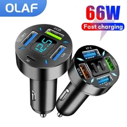 66 W 4/6 portos USB autós töltő C típusú autós töltő gyorstöltés PD QC3.0 telefontöltő autóban iPhone készülékhez Xiaomi Huawei Samsung