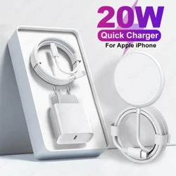 20W PD magnit tez zaryadlash Apple iPhone 15 Pro Max 14 13 12 11 simsiz zaryadlovchi X XS XR 8 Plus Type C to Lightning kabeli
