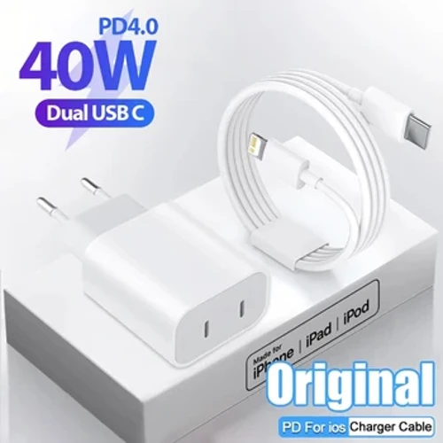 40W USB C Charger Fast Charge Dual PD Charger Type C Fast Charger Adapter สำหรับ iPhone Xiaomi Samsung Huawei โทรศัพท์