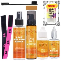 Hair Glue Para sa Lace Wig Waterproof Wig Adhesive Invisible Bonding Glue+Lace Tint Spray Para sa Wig Light Brown+Lace Meliting Spray
