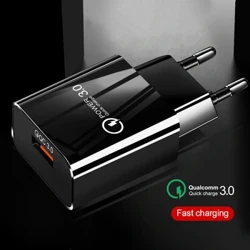 18W 3A Ukushaja Ngokushesha QC 3.0 Ishaja ye-USB Ishaja esheshayo 3.0 Ishaja yefoni ye-iPhone ye-Huawei Samsung Xiaomi Redmi EU US Plug