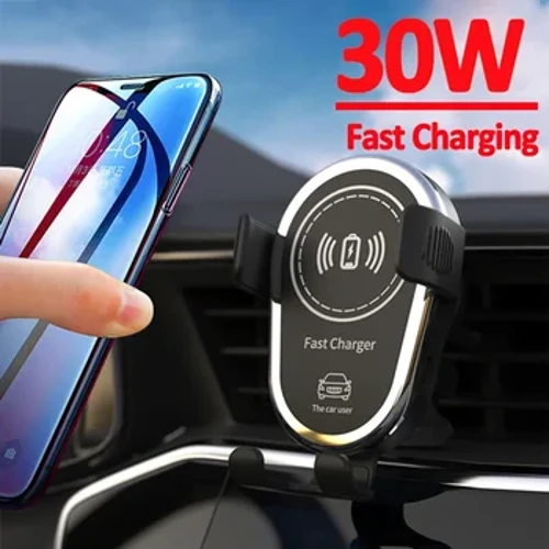 30W trådløs hurtigoplader Bilmontering Air Vent Mobiltelefon Holder Opladningsstander til IPhone 15 14 13 12 X Pro Max Xiaomi Samsung