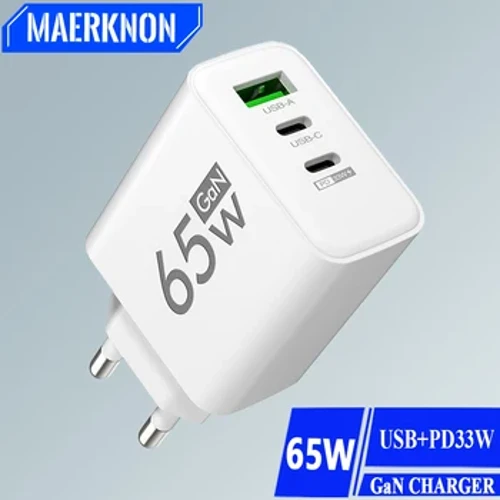 65W GaN USB ka hoʻopaʻa wikiwiki ʻana i ke ʻano C PD Charger hoʻopaʻa wikiwiki i ka mana kelepona kelepona no iPhone 14 15 Pro Xiaomi Samsung Oneplus