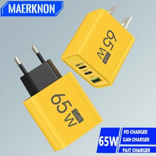 65W 3พอร์ตGaN USB PD Charger Fast Charging Type Cโทรศัพท์มือถืออะแดปเตอร์Quick Charger 3.0สำหรับiPhone 15 Samsung Xiaomi Huawei