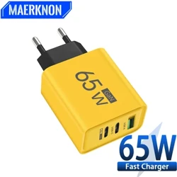 GaN 65W USB Typ C Laddare PD Snabbladdning Snabbladdning 3.0 vägg för telefonadapter för iPhone Xiaomi 13 Huawei Samsung Oneplus