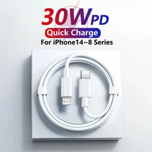 Cable de carga rápida PD Original de 30W para iPhone 14 8 Plus 11 12 13 Pro Max XS XR X iPad Air 2 3 USB-C Cable de datos cargador 1m 2m 3m