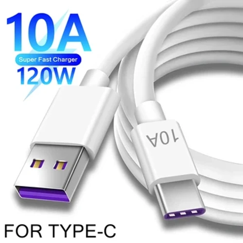 كابل شحن سريع 120 وات 10A من النوع C لهواتف سامسونج وشاومي وهواوي وهونور USB C سلك بيانات 2 متر كابل شحن سريع USB
