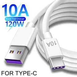 Cable de carga rápida tipo C de 120W y 10A para Samsung, Xiaomi, Huawei, Honor, Cable de datos USB C, Cable USB de carga rápida de 2m