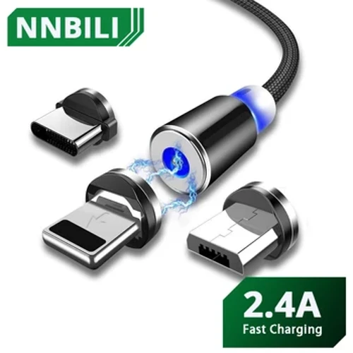 LED magnetisk USB-kabel Hurtiglading Type C-kabel Magnetlader Datalading Micro USB-kabel Mobiltelefonkabel USB-kabel