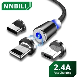 LED Magnetisk USB-kabel Snabbladdning Typ C-kabel Magnetladdare Dataladdning Micro USB-kabel Mobiltelefonkabel USB-sladd