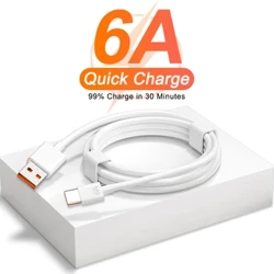 6A 66W USB C motako kable super azkarra iPhone 15 Huawei Samsung Honor OPPO Xiaomi 13 karga azkarra USB C kargagailu kablea datu-kablea