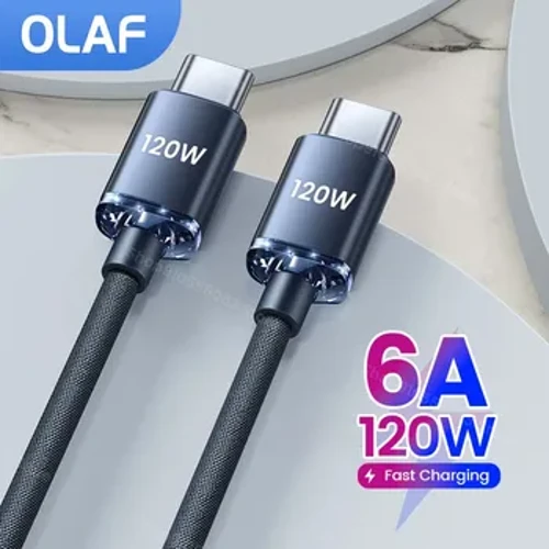 Cabo 120W USB Tipo C 6A Super Fast Charge para iPhone 15 Xiaomi Samsung OnePlus Huawei Telefone Mobile Data Cable Torne