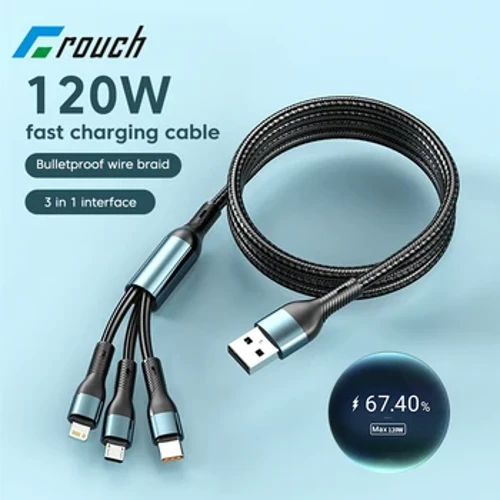 3in1 USB C uwea no ka iphone 14 13 12 Pro Max USB i ke ʻano C ka hoʻopaʻa wikiwiki ʻana ʻo Micro Uila no ka ipad Samsung Xiaomi Tablet