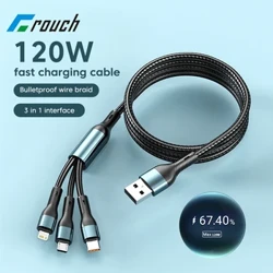 3in1 USB C केबल iPhone 14 13 12 Pro Max के लिए USB से टाइप C फास्ट चार्जिंग केबल माइक्रो लाइटनिंग iPad Samsung Xiaomi टैबलेट के लिए