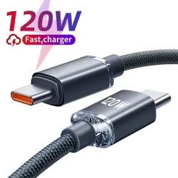 120 W USB tipo C į C tipo USB laidas, skirtas iPhone 15 Pro Max PD greito įkrovimo USB-C duomenų laidas, skirtas Xiaomi 13 Oneplus POCO OPPO Samsung