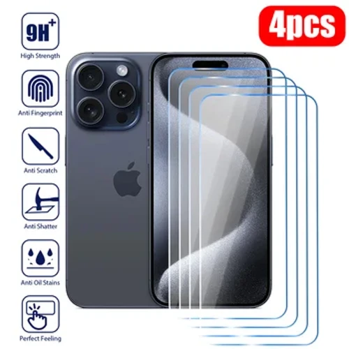 4 ცალი გამაგრებული მინა IPhone 15 14 13 11 Pro Max ეკრანის დამცავი IPhone 12 13Mini 7 8 15 Plus SE X XS XR 14Pro Glass