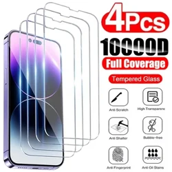 4 Pcs Tempered Glass untuk iPhone 11 12 13 14 Pro XR X XS Max Pelindung Layar untuk iPhone 12 Pro Max Mini 7 8 6 6S Plus SE Kaca