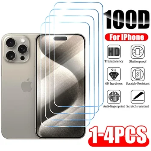 Gwydr Tempered 1-4Pcs ar gyfer IPhone 14 13 12 11 Amddiffynnydd Sgrin Pro Max ar gyfer IPhone 12Mini 13Mini 7 8 15 Plus SE XS XR 15Pro Glass